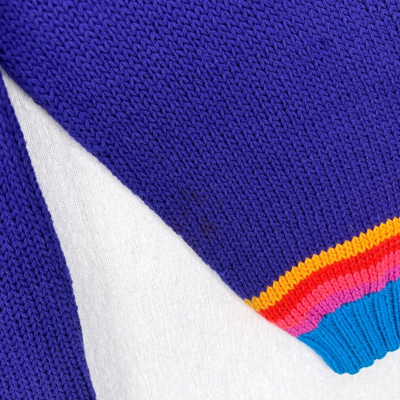 PERUVIAN CONNECTION Vintage Cardigan Sweater Womens Small Multi Cotton Geometric - Picture 13 of 16